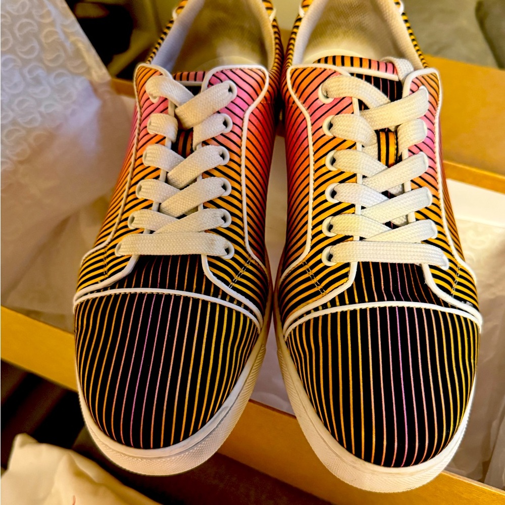 Christian Louboutin multi-color striped sneakers